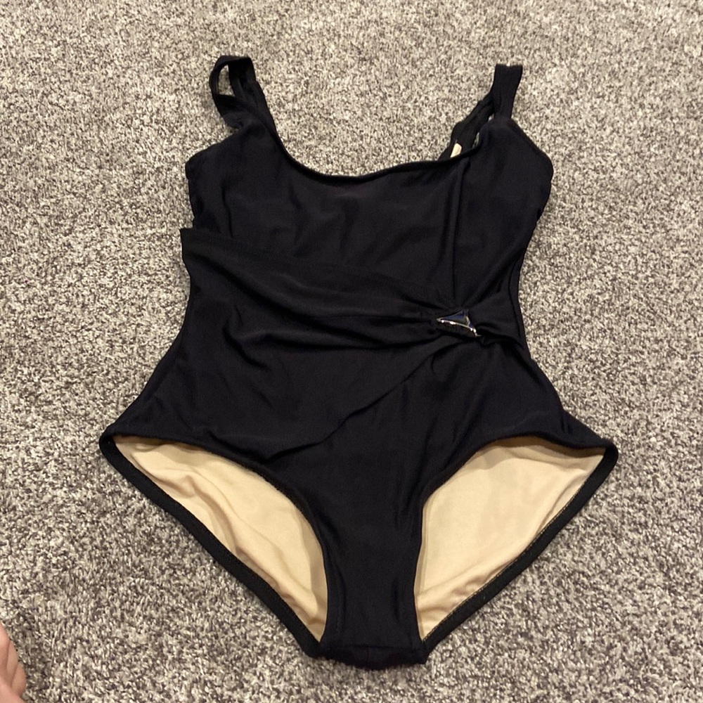 Black One-Piece Swimsuit with Side Detail